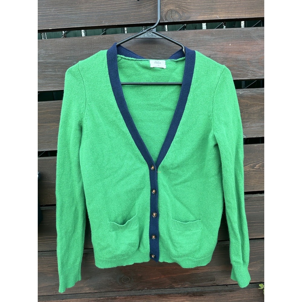 Women's J Crew Wallace Bright Green Merino Wool Cardigan Size Small